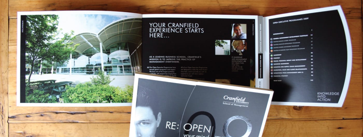 Prospectus design for Executive Programmes on behalf of a world renowned training organisation.