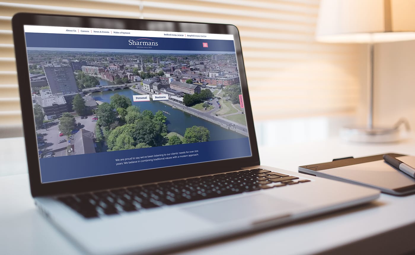 Sharmans Rebranding exercise and creation of a fully responsive website on behalf of a well established solicitors.
