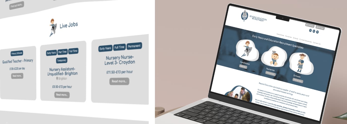 Beyond Education Recruitment Website development for early years education recruitment specialists.