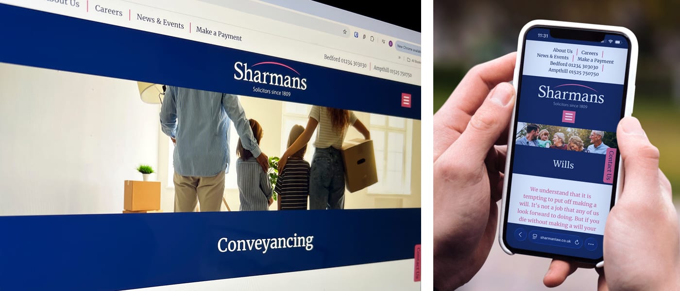 Sharmans Rebranding exercise and creation of a fully responsive website on behalf of a well established solicitors.